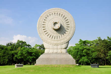 the wheel of the law or dhammacakkaの写真素材