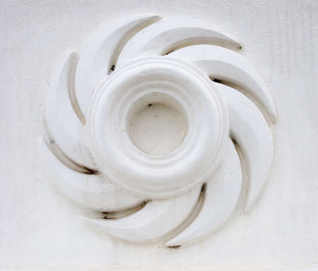 white disk on wallの写真素材