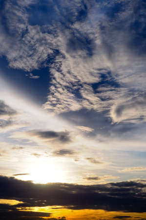 blue sky and rolling cloud before sunsetの写真素材