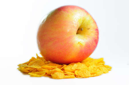 cornflakes and appleの写真素材