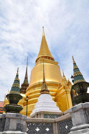 Stupa and church of Emerald Buddha temple in Thailandの写真素材