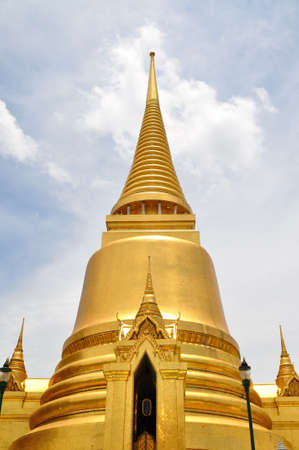 Stupa and church of Emerald Buddha temple in Thailandの写真素材