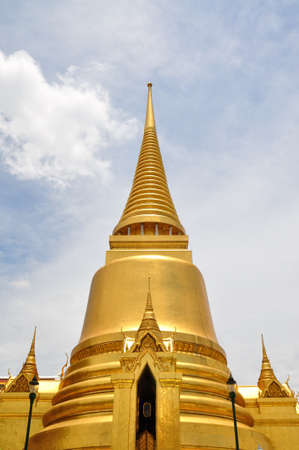 Stupa and church of Emerald Buddha temple in Thailandの写真素材