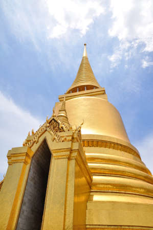 Stupa and church of Emerald Buddha temple in Thailandの写真素材