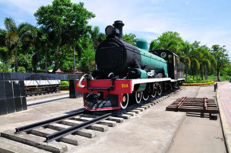 Locomotive engine and a piece of railroadの写真素材