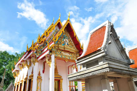 Stupa and church of "Chang Hai" temple in Thailandの写真素材
