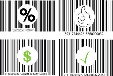 a set of four barcodes on white backgroundのイラスト素材