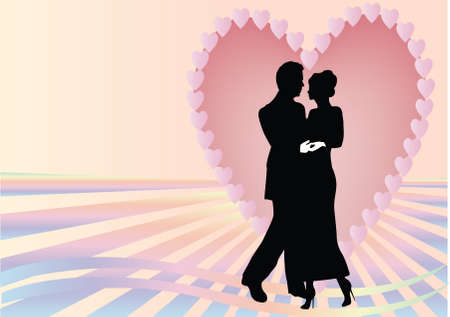 heart couple with pink and blue  raysのイラスト素材