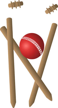 cricket ball and wicketのイラスト素材