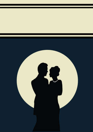 a young couple with a  blue backgroundのイラスト素材