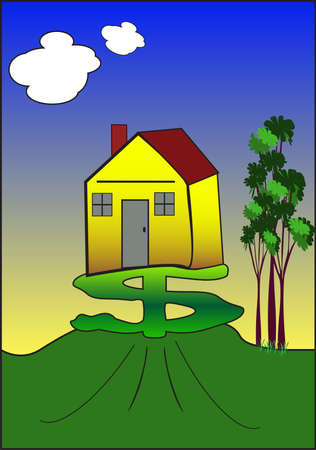 dollar sign and house のイラスト素材
