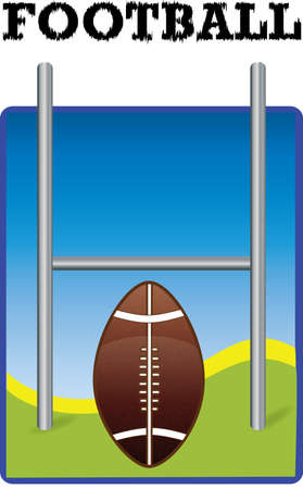one football with goal post on green and blue backgroundのイラスト素材