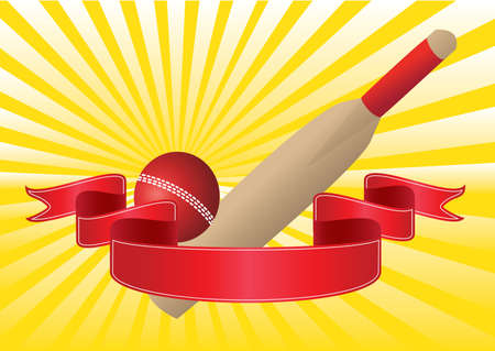 one cricket bat and ball with yellow rays