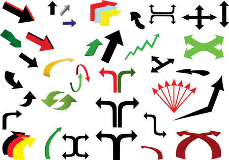 a set of colored arrows red green blackのイラスト素材