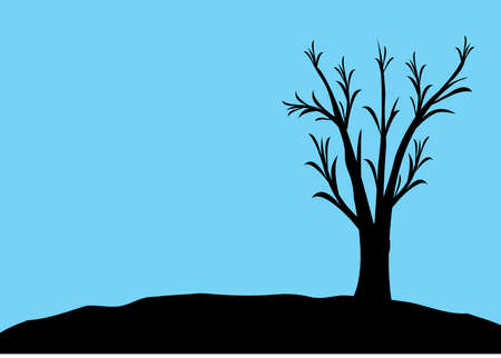 a silhouette of a black tree with blue backgroundのイラスト素材
