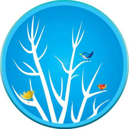 three birds in a circle with blue backgroundのイラスト素材