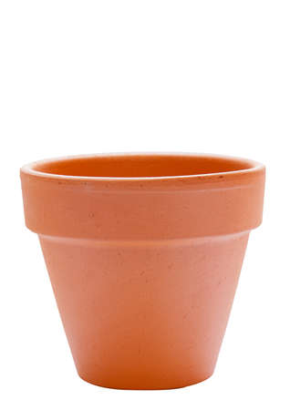 a clay garden pot on white backgroundの写真素材