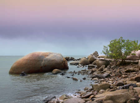 rocky beach in cooktown in North Queensland Australiaの写真素材