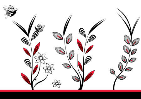 three flowers  with white backgroundのイラスト素材