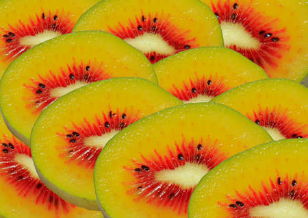 New variety of red kiwi fruit which has a sweet berry flavor の写真素材