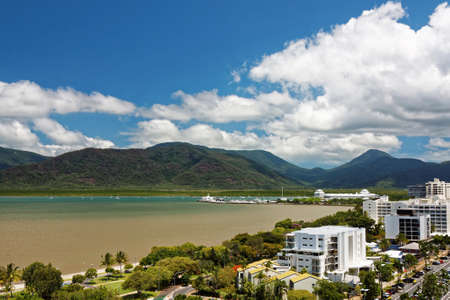 aerial view of tropical Cairns cityの写真素材
