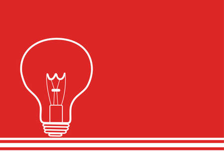 drawing of a light bulb on red backgroundのイラスト素材