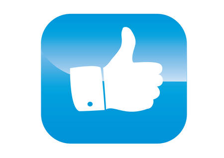 thumbs up icon on a blue background