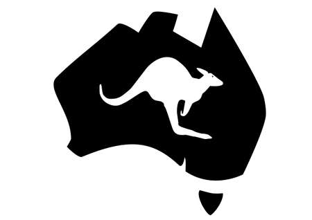 a map of Australia with a kangaroo insertedのイラスト素材