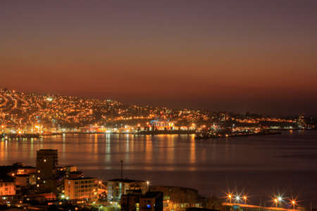 Valparaiso sunset town in South America near Santiagoの写真素材
