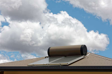 solar panels on roof to heat water from the sun