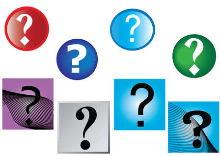 question marks and multi colored round and square backgroundsのイラスト素材
