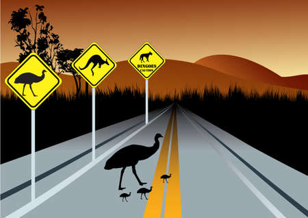 warning road signs for Australia animals bewareのイラスト素材