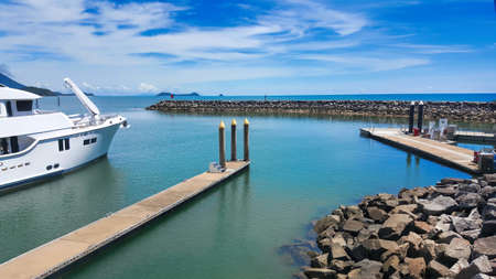 view from Yorkeys Knob marina towards Double Islandの写真素材