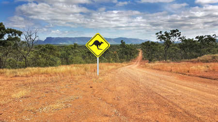 Australian road sign North Queensland, Mount Mulligan near Cairns Australiaの写真素材