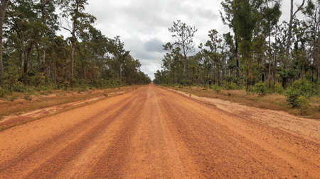 Cape York Australia, orange dirty and dusty roadの写真素材