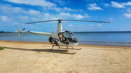 helicopter on the beach on a sunny day at Weipaの写真素材