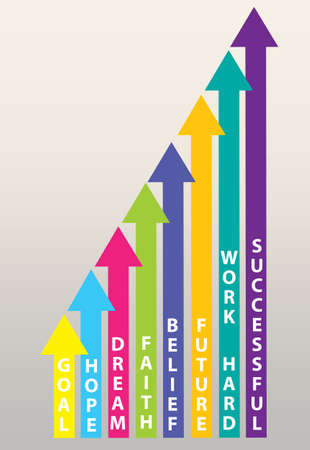 multi colored arrows with words successful working hardのイラスト素材