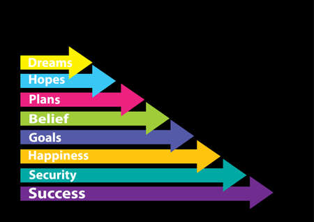 multi colored arrows with text on eachのイラスト素材