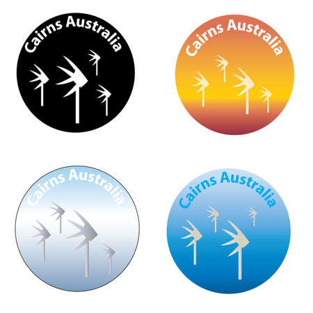 A set of 4 round icon of depicting Cairns Australiaのイラスト素材