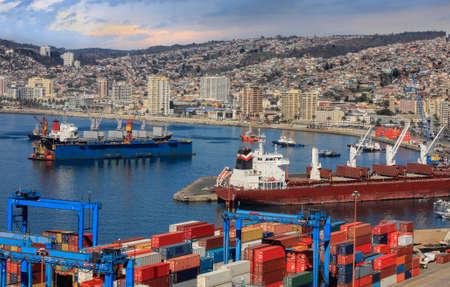 vessels in the Port of Valaraiso Chile