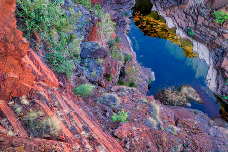 Joffre Gorge is in Karijini National park Western Australia. Awesome colours of the rocks and blue...