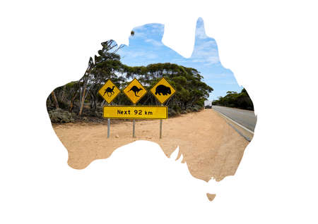 Australian map and Australian animals signの写真素材