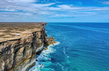 Nullarbor Plains in South Australia is part of a flat almost treeless, arid part of the country located on the Great Australia Bight coastの写真素材