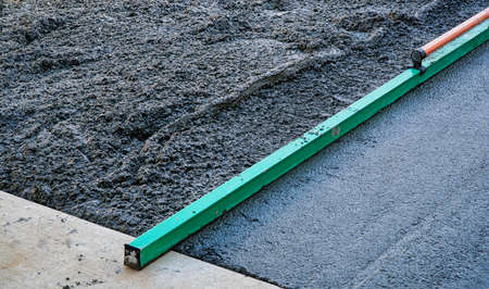 pouring concrete for a drive way. floatの写真素材