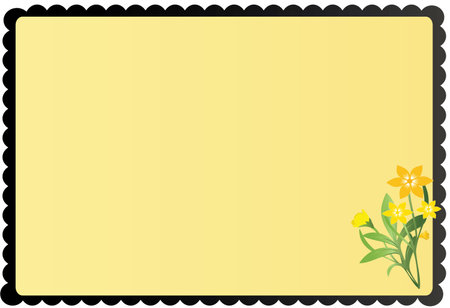 scalloped border with flower in the cornerのイラスト素材
