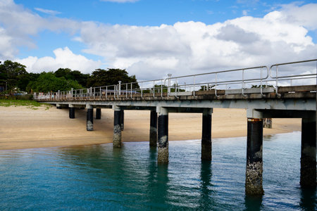 view looking back to Seisia from the pierの写真素材
