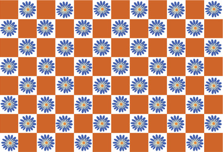 orange squares with daisy flowersのイラスト素材