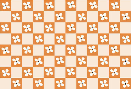 orange squares with daisy flowersのイラスト素材
