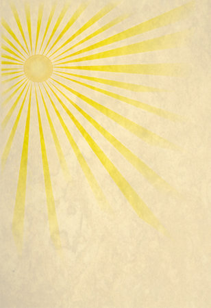 yellow sun-ray of different length on yellow backgroundの写真素材