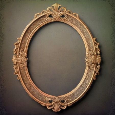 Vintage oval round photo frameの写真素材